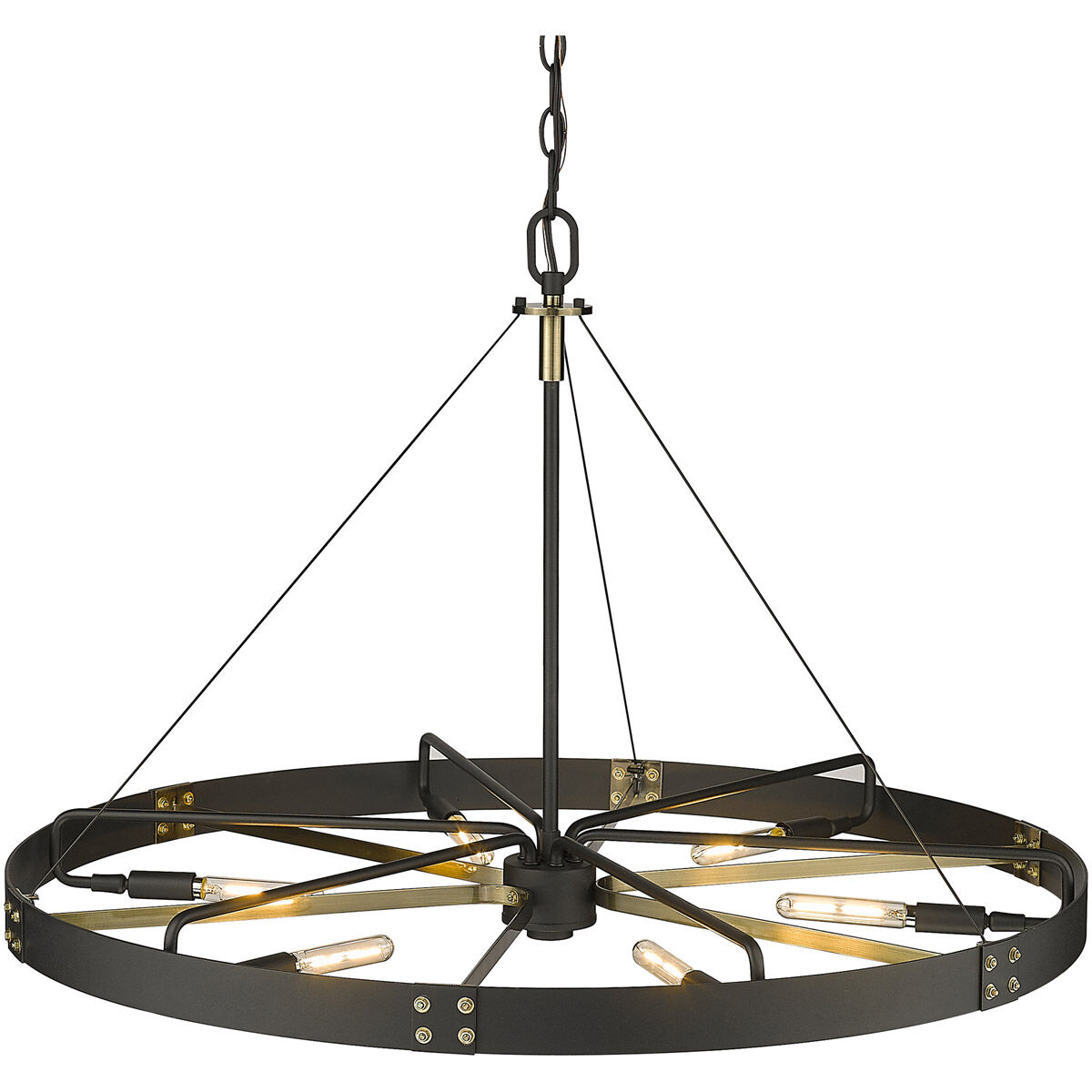 Vaughn 6 Light 33 inch Natural Black Pendant Ceiling Light in Aged Brass, Large